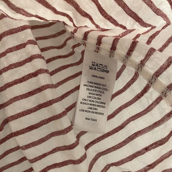 Linen Brown and White Striped Shirt - Sigrid Olsen - Size Small - Picture 3 of 6